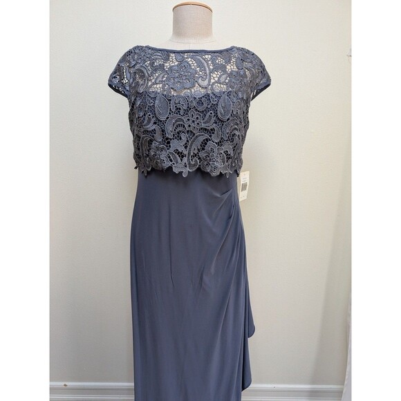 Patra Women’s Formal Gown Size 10 Steel Gray Lace Overlay Lace Maxi Dress - Picture 2 of 12